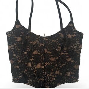 White Fox Black Lace Bustier Top
